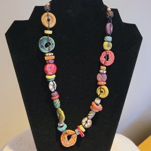 Ceramic, abstract beaded necklace